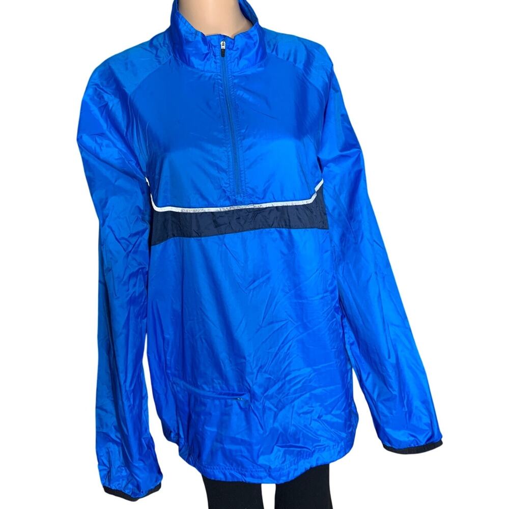 Nike 1/4 Zip Windbreaker Men's Large Blue Long Sleeve Pullover Adjustable Waist